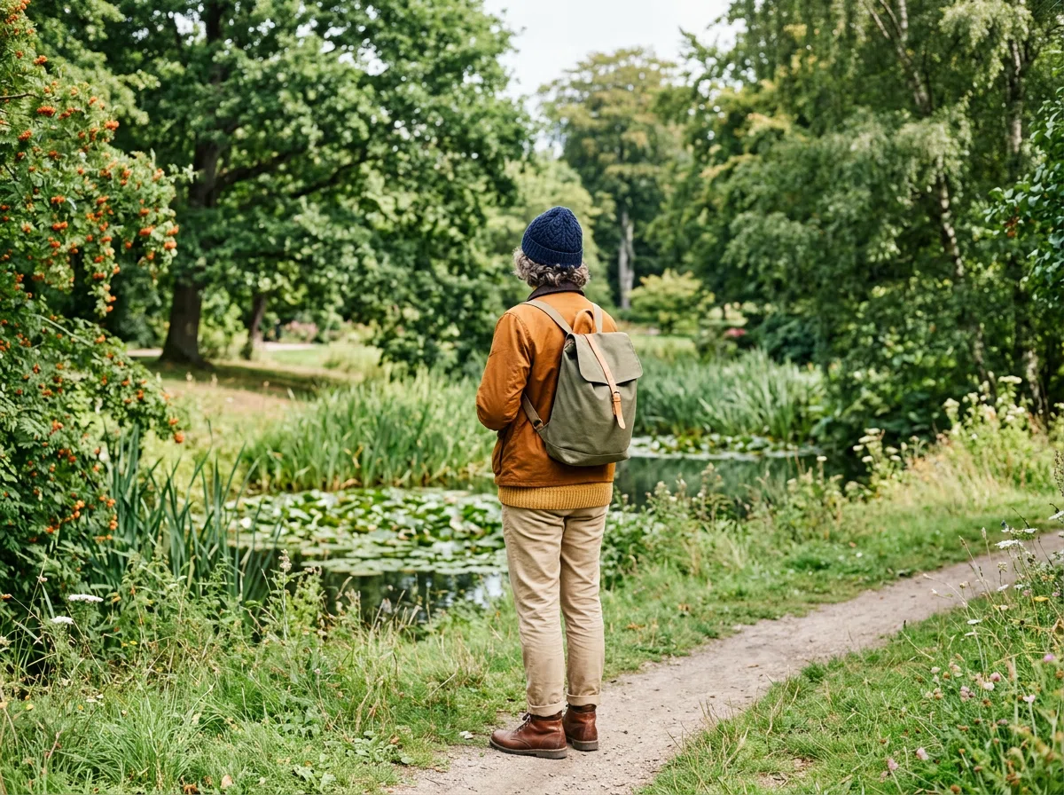 Anonym person utomhus i naturen - aktiv livsstil för öronhälsa